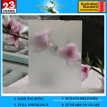 4-12mm Acid Etched Glass and Frosted Glass